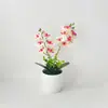 Cuenco Redondo con Dos Tenedores, 12 Flores Artificiales, Pequeños Adornos de Bonsái, Arreglos Florales para Salón de Bodas, Flores Artificiales para Películas, Macetas de Plantas Verdes