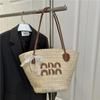 Bolsa de Palha Feminina Grande Capacidade 2025 Nova Bolsa de Palha de Praia para Férias Tecida Bolsa Balde para Trabalho Cesta de Legumes Bolsa Tote