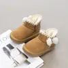 Botas de Nieve Cómodas de Suela Blanda para Niñas 2026 Otoño/Invierno Nuevo Estilo Zapatos de Algodón Cálidos con Felpa para Niños Medianos y Mayores Zapatos de Piel Retro