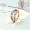 Aretes de anillo brillantes de doble capa con corte marquise de aleación de titanio F136 en dorado, Aretes para piercing labial de titanio G23 con rosca interna y circonita