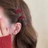 Pinza para el pelo con lazo rojo de Año Nuevo para niños, Pinza de garra para el pelo de terciopelo, Pinza de lazo para flequillo, Pinza para el pelo de coleta lateral de otoño e invierno