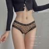 Ropa interior sexy de seda de hielo sin costuras con estampado de leopardo combinado con encaje, tiro bajo, sexy, a la moda, cómoda, transpirable, calzoncillos para mujer