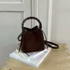 Bolso tipo cubo casual de color liso con diseño de nicho, bolso de hombro/cruzado moderno y elegante, bolso de mano moderno y único con sensación relajada