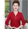 Otoño e Invierno Nuevo Suéter de Lana de Color Sólido de Solapa y Manga Larga para Mujer Moda para Mediana Edad y Ancianos Suéter de Madre Camiseta Elegante