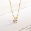 Novo Colar Simples de Pingente Único de Diamante com Quatro Garras Zircônia Versátil para o Dia a Dia Design de Nicho Corrente para Clavícula Joias Femininas