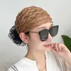 Nuevo Estilo Turbante Sombrero de Encaje, Delgado y Moderno, con Hilo Brillante y Diseño Floral, Turbante Sombrero de Malla Transpirable Casual para Cubrir el Cabello Gris