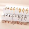 Henson borla cadena mariposa uña hueso de la oreja acero inoxidable varilla delgada micro incrustado circonita doble cabeza bola retorcida uña de oreja aretes piercing