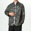 Nueva Chaqueta Gruesa Estilo Chino Estilo Chino Piel de Ciervo Terciopelo Impresión de Huesos Oraculares Cuello Vertical con Hebilla Estilo Tang Antiguo Chaqueta para Hombre