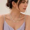 Joyería transfronteriza europea y americana moda geométrica cadena de cuentas de cobre collar apilado para mujer simple geométrica cadena de lentejuelas collar de círculo