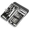 Acero inoxidable 19 piezas cortaúñas traje de cuero cortaúñas set de cortaúñas caja herramientas para pedicura cortaúñas en ángulo