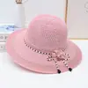 Sombrero de Verano con Ala Ancha para Mujer, Protección Solar, Sombrero de Paja con Lazo, Elegante Sombrero de Paja Transpirable con Ala Ancha para Vacaciones en la Playa