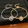 Pulsera redonda de circonita cúbica chapada en oro de 14 quilates, estilo vintage, moderna, versátil y con un diseño único