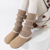 Meias Femininas Novo Estilo 2025 para Outono e Inverno, Meias de Lã Grossas e Quentes Estilo Slouch, Meias Femininas Longas de Listras Verticais Coloridas Sólidas Estilo Miu Clássico