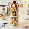 Pote de armazenamento acrílico de grande capacidade para bonecos fofos, caixa de exposição para bonecos Pop Mart, caixa de armazenamento de enfeites de caixa surpresa, pote selado
