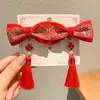 Acessórios de Cabelo Tradicionais de Ano Novo para Meninas, Presilhas de Cabelo com Laço Estilo Chinês Hanfu, Grampos de Cabelo Ano do Bode para Bebês Venda por Atacado