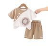 Conjunto de Verano de Manga Corta para Niñas Nuevo Estilo Chino 2024 Nuevo Traje de Verano Estilo Nacional Moderno Botón Diagonal Bloque de Color Conjunto para Niños