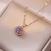 Collar para Mujer Estilo Japonés y Coreano Transfronterizo Micro-Pavé Zirconio Colgante Giratorio Collar de Acero de Titanio Conjunto de Tres Piezas Decoración
