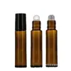 Atacado 10 ml frasco de vidro transparente marrom com tampa de rosca azul frasco de vidro com conta frasco de vidro para óleo essencial