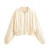 Ropa de Abrigo de Moda para Mujer 2026 Estilo Europeo y Americano Holgada con Cremallera Decorada Bomber Plisada A712266