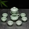 Conjunto de chá de cerâmica Kung fu xícara de chá de restaurante tampa de bule tigela tigela de chá verde conjunto de chá doméstico chá da manhã xícara de chá comercial