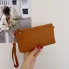 Nova Bolsa de Pulso Pequena em Couro Macio Retrô Feminina com Múltiplas Camadas de Armazenamento Carteira Longa Versátil Bolsa de Ombro Único Transversal