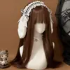 Faixa de cabelo de renda estilo teclas de piano Lolita retrô, uma faixa de cabelo divertida e fofa com orelhas de coelho, acessório de cabelo subcultural para o coração de uma garota para mulheres