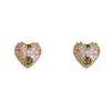Pendientes de Corazón Brillantes con Diamantes Completos de Plata S925, Aguja de Plata, Diseño Sencillo de Nicho, Moda Versátil Exquisita de Verano