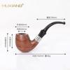 Pipa de palisandro amaderada, pipa de madera maciza, suministro transfronterizo, pipa de madera clásica de estilo manzana con mango curvo, hecha a mano