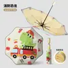 Paraguas automático retráctil de esquina redonda en stock para lluvia y sol, diseño de pata de gato, protección UV, sombrilla