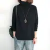 Chica regordeta cuello alto mujer otoño e invierno estilo perezoso suelto forro polar grueso talla extra suéter top adelgazante moda