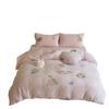 Conjunto de Cama de Veludo Leite Totalmente Fosco Outono e Inverno 230g Conjunto de Quatro Peças Aconchegante e Quente de Veludo Coral Lençóis de Cama Capa de Edredom Forrado com Lã em Ambos os Lados
