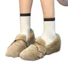 Zapatos de estilo nuevo tipo hada de suela plana, cálidos y peludos para otoño e invierno para mujer, sin cordones con forro de felpa, zapatos de algodón 2026 para uso en exteriores