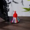 Borla Pompon de Algodón Enrollada a Mano Estilo Tíbet Bucle Hilo de Algodón Bolsa Pequeña Étnica Llavero Colgante Corto Accesorio DIY