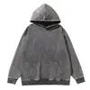 Sudadera con capucha de color liso, lavada, efecto desgastado, de alta resistencia, estilo retro holgado, para otoño e invierno, sudadera con capucha de pulóver europea y americana