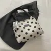 Bolsa de Ombro Casual Grande Capacidade, Bloco de Cor em Lona Transfronteiriça, Moda Bolinhas, Nova Bolsa Tote Retrô Estilosa 2026 para Mulheres