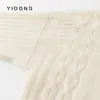 Suéter de tricô canelado de 12 agulhas com ombros caídos, modelagem solta, mistura de cashmere, gola semipega e padrão torcido, pulôver feminino