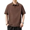 Camisa Polo Bordada Pesada de Algodão de Alta Qualidade com Manga Curta para Homens, Novo Estilo de Verão Marca de Moda Americana Casual Top de Manga Meia