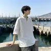 Comércio Exterior Casual Americano Manga de Cinco Pontos Gola V Verão Tendência Pulôver Solto com Rebites Camiseta Jovem Manga Curta Masculina