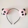Atacado do Fabricante Fornece Acessórios de Cabelo, Bolas de Pelo Pretas e Brancas, Acessórios de Pelúcia Fofos de Desenho Animado de Panda Gigante, Argolas de Cabelo para Lavar o Rosto