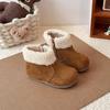 Botas Curtas para Meninas Sapatos com Pelo de Pelúcia Plus Novos de Inverno 2025 Botas Infantis Sapatos de Algodão Quentes Sola Macia Sapatos de Bebê