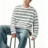 Camiseta de manga larga a rayas con estampado digital, moderna y versátil, un nuevo estilo casual para hombres y mujeres, perfecta para otoño e invierno