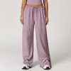 Pantalones largos de forro polar cepillado transfronterizos, pantalones casuales holgados de pierna ancha para mujer, pantalones largos elásticos con cordón para deportes al aire libre y fitness al por mayor