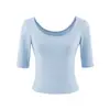 Camiseta Puro Desejo Gola U Manga Média para Mulheres 2026 Verão Novo Estilo Temperamento Emagrecedor Valoriza Camada Interna Camisa Base Top Curto Tendência