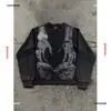 Camiseta de Manga Longa Estilo Americano Transfronteiriça Europeia e Americana, Top Estampado Retrô Escuro Y2K, Roupa Fashion Gótica High Street Ins