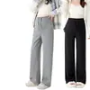 Calça de Maternidade Roupa Externa 2026 Outono/Inverno Versátil Fluida Novo Estilo Plus Veludo Macio Calça Cor de Arroz Perna Reta Calça de Perna Larga