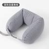 Almohada Muji con Partículas de Espuma Estilo Japonés en Forma de U, Almohada Cervical de Viaje de Alta Calidad para Coche y Avión, Almohada en Forma de U con Rayas Verticales