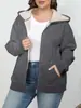 Cárdigan de Invierno para Mujer Tallas Grandes Europeo y Americano con Cremallera, Color Liso, Talla Americana, con Capucha de Borrego con Forro Extra