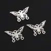 Colgante de aleación de mariposa de plata con cuentas hecho a mano, pulsera, collar, pulsera, accesorios chinos, material al por mayor