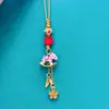 Corrente de Celular Cavalo de Madeira com Gotejamento de Óleo Dourado Antigo Novo Estilo Chinês Pingente Artesanal DIY Pingente Pequenos Acessórios Estilo Chinês
