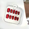 Nuevo producto transfronterizo: Puntas de Uñas Ojo de Gato Color Rojo Vino Cereza Rojo Profundo Bombilla, Caja de 10 Piezas con Tallas Codificadas, Puntas de Uñas Portátiles Ojo de Gato